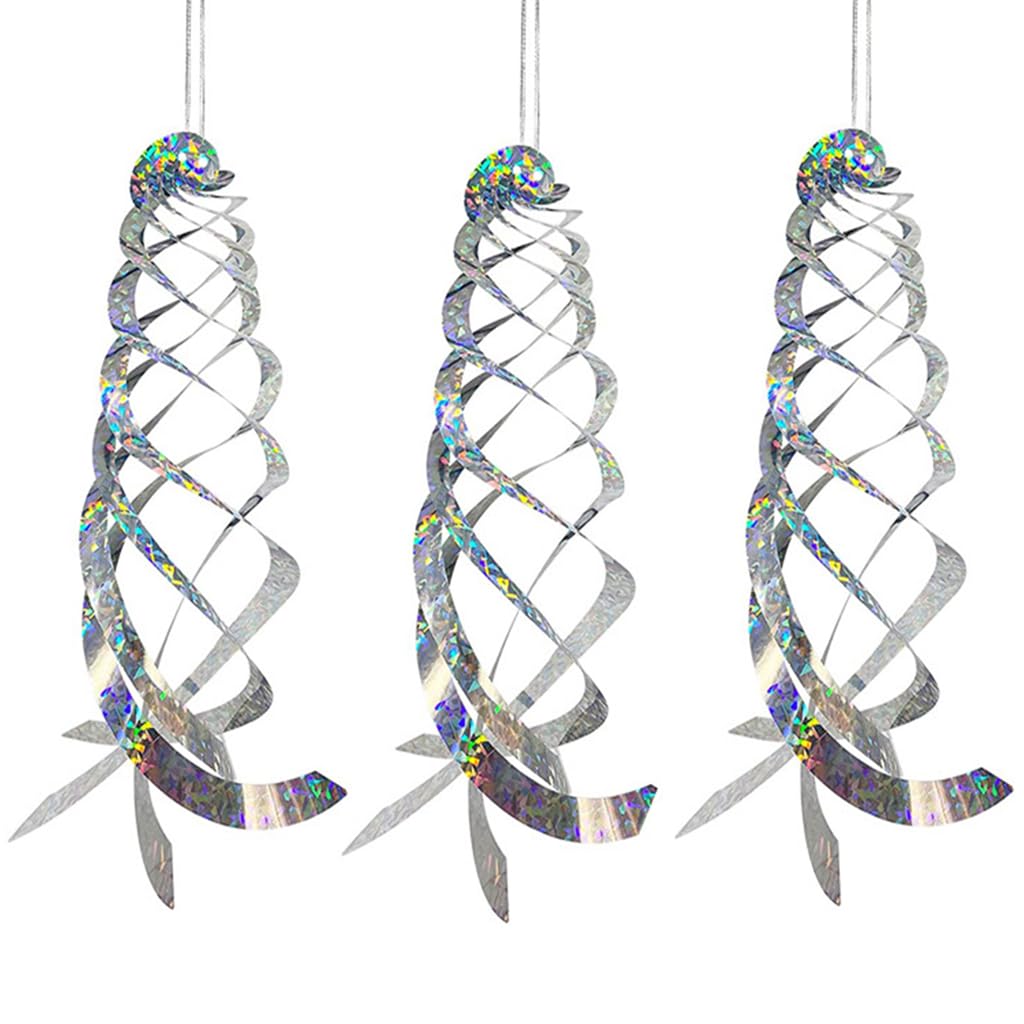 Optifit 3Pcs 40cm Bird Repellent for Balcony, Silver Reflective Spiral Disk Pigeon Scarer, Ornamental Spiral Deterrent Control Device for Roof Edge, Fence Optifit 3Pcs 40cm Bird Repellent for Balcony, Silver Reflective Spiral Disk Pigeon Scarer, Ornamental Spiral Deterrent Control Device for Roof Edge, Fence